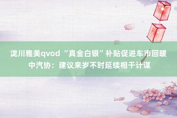 泷川雅美qvod “真金白银”补贴促进车市回暖 中汽协：建议来岁不时延续相干计谋